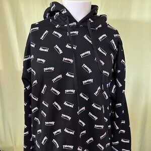 Thrasher Magazine Logo Print All Over Skateboard Men's Black Hoodie Sweater M